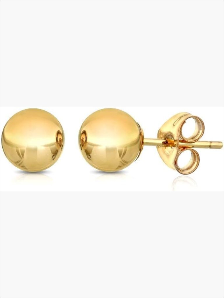 14k Gold Ball Stud Earrings, Hypoallergenic, Butterfly Back